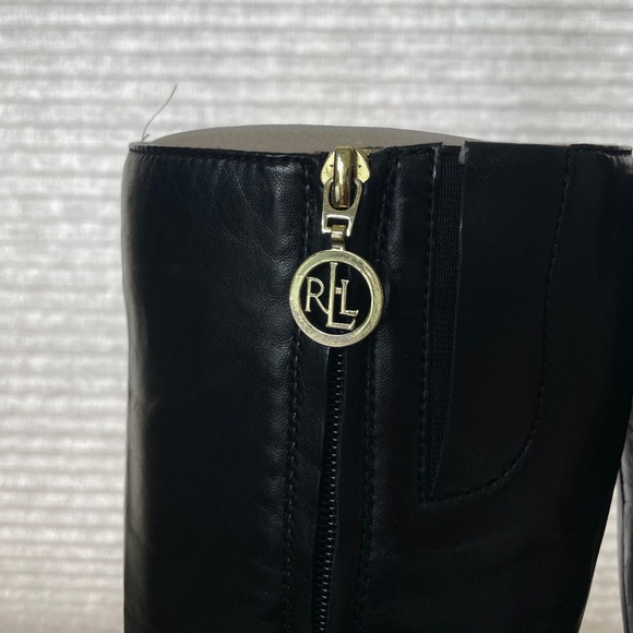 Ralph Lauren Black Leather Knee High Boots - Picture 5 of 7